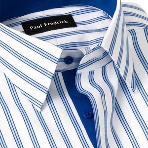 Paul Fredrick Blue Striped Shirt